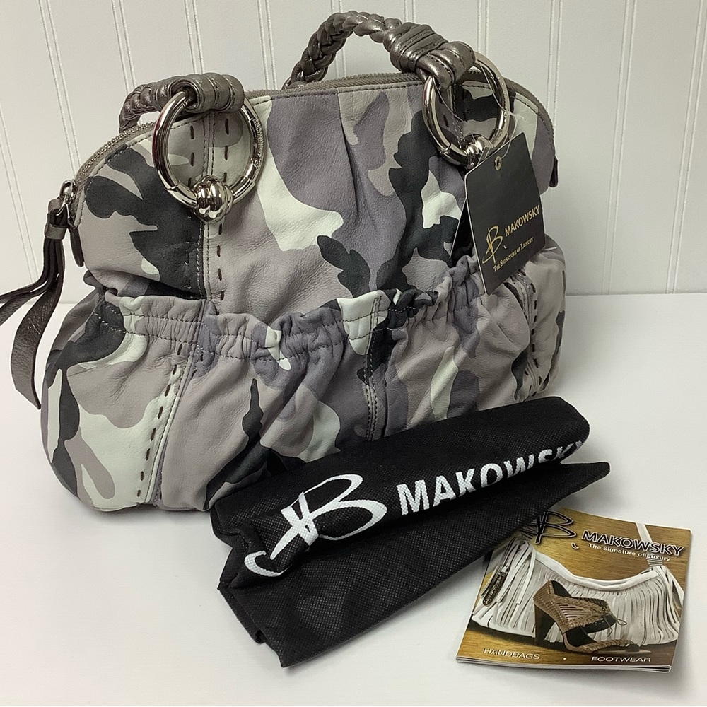 B. Makowsky NWT Rare Pewter Camo Handbag